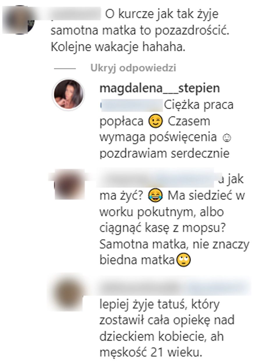 Magdalena Stępień odpowiada internaucie 