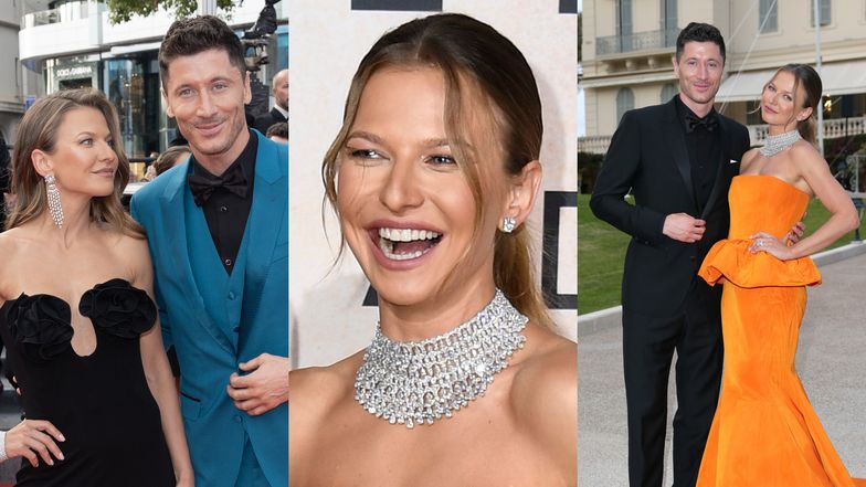 Anna i Robert Lewandowscy prezentują się na czerwonym dywanie w Cannes 