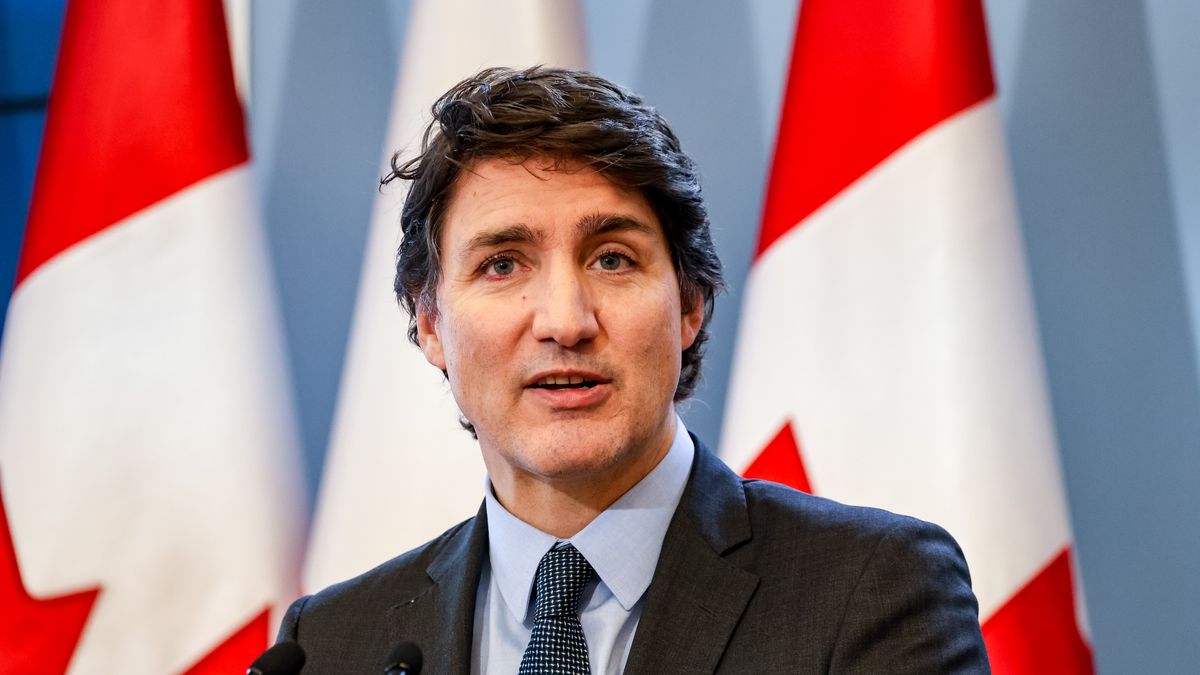 The Prime Minister of Canada, Justin Trudeau speaks to the press after bilateral talks with Polish Prime Minister Donald Tusk  in Polish PM"s Cancellary on Ujazdowska Street in Warsaw, the capital of Poland on February 26, 2024. The meeting concentrated on the security and military arms of NATO members in the face of Russian aggression in Ukraine. (Photo by Dominika Zarzycka/NurPhoto via Getty Images)