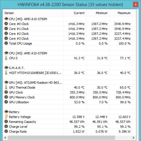 HP Envy 15z - temperatury