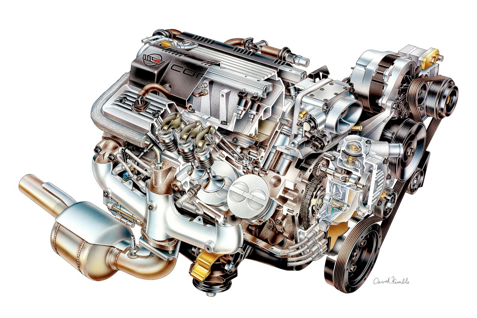 1992 5.7L V-8 LT1 for Chevrolet Corvette - David Kimble Illustration
