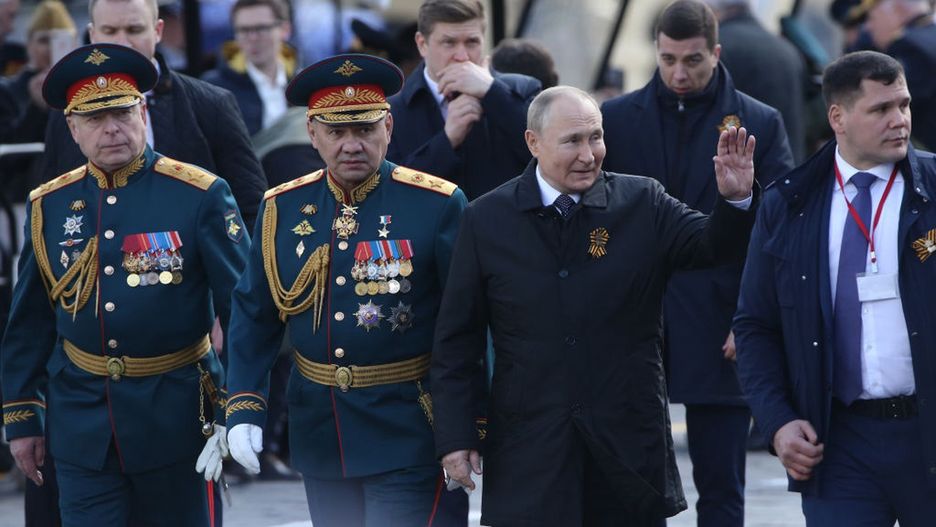 Russian President Vladimir Putin Attends 77th Victory Day With Parade On Red Square
MOSCOW, RUSSIA - MAY 9: Russian President Vladimir Putin (2R), Defence Minister Sergei Shoigu (2L) and Commander-in-chief of Ground Forces Oleg Salukov (L) attend the Victory Day Parade at Red Square on May 9, 2022 in Moscow, Russia. Russia is marking their 77th Victory Day today. (Photo by Contributor/Getty Images)
Contributor