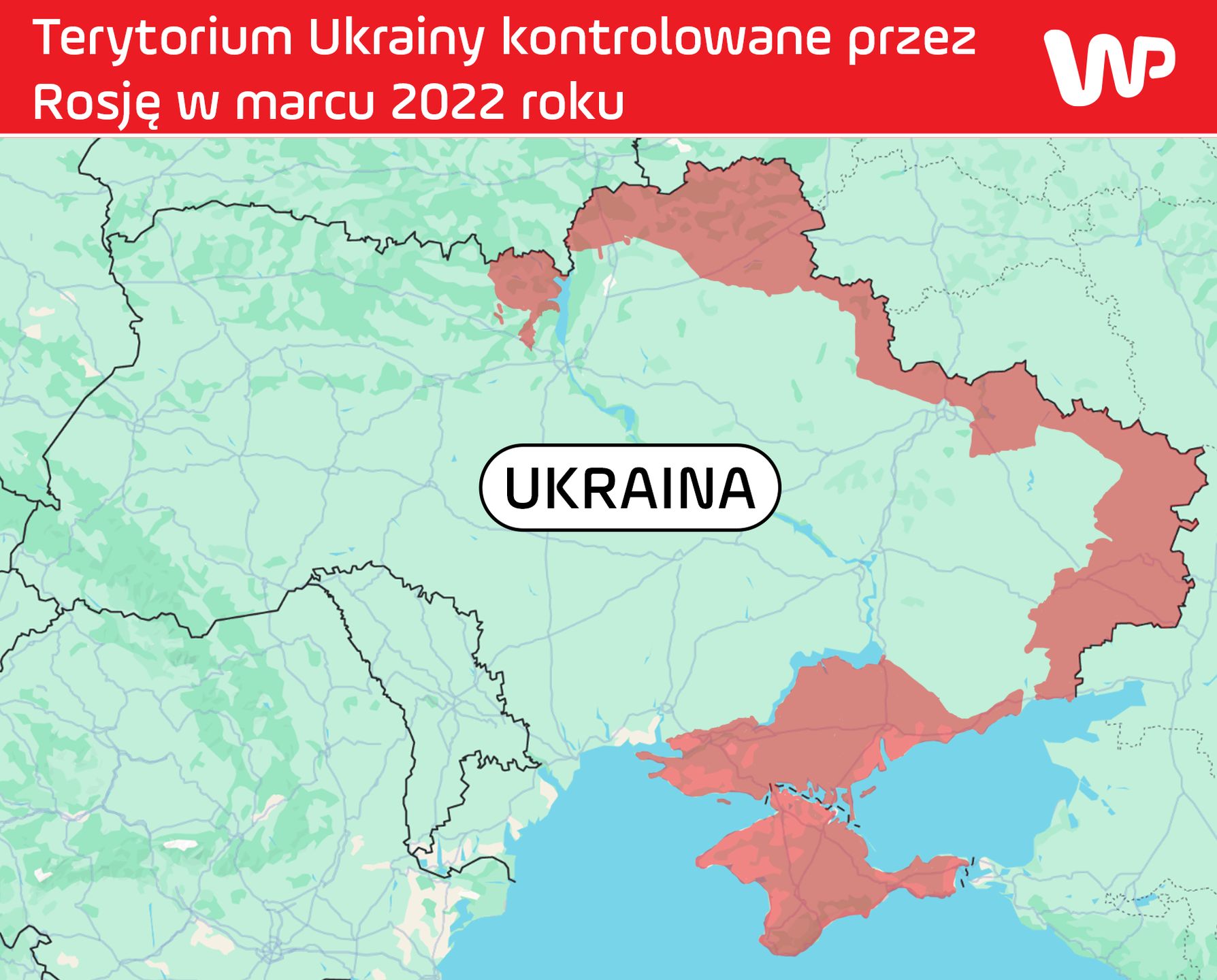 Stan posiadania Rosji w Ukrainie na początku wojny