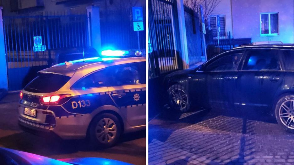 Audi rozbiło się na bramie
