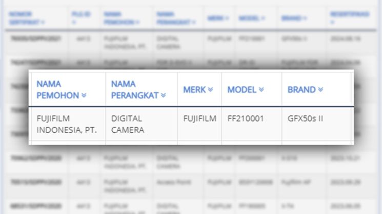 Fujifilm GFX 50S II nadchodzi. Wyciekły dane na temat rejestracji 2