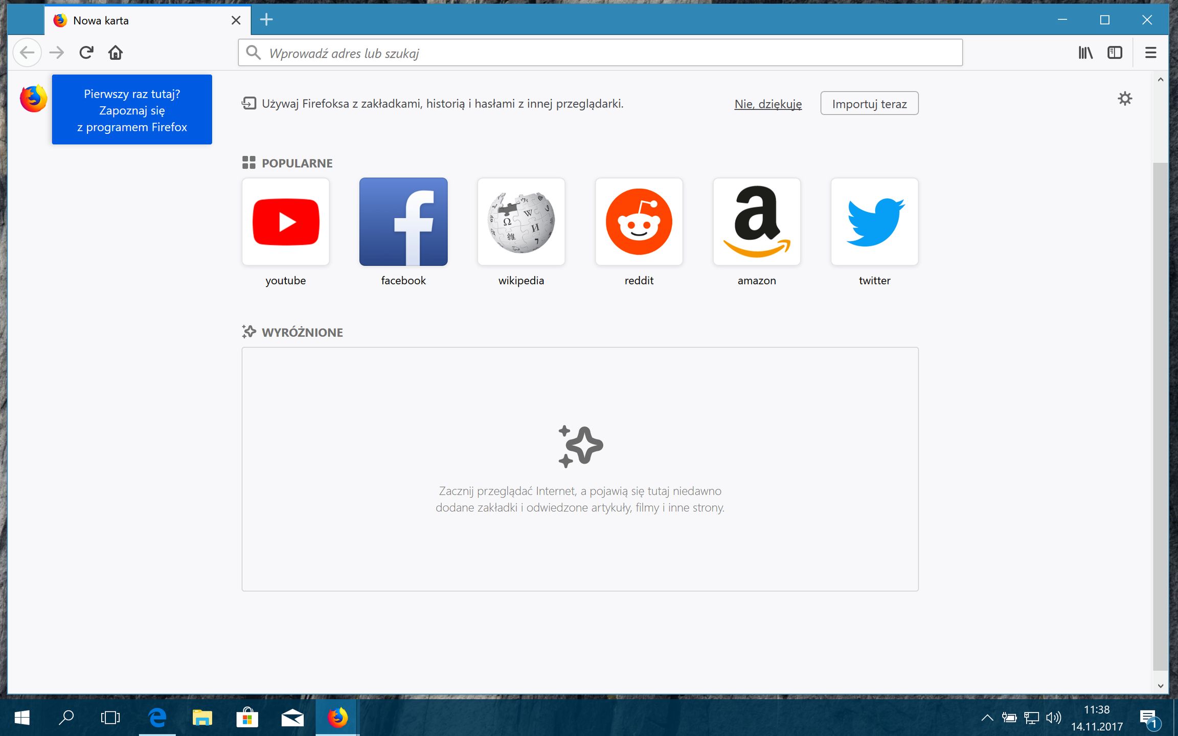 Firefox 57 – karta startowa