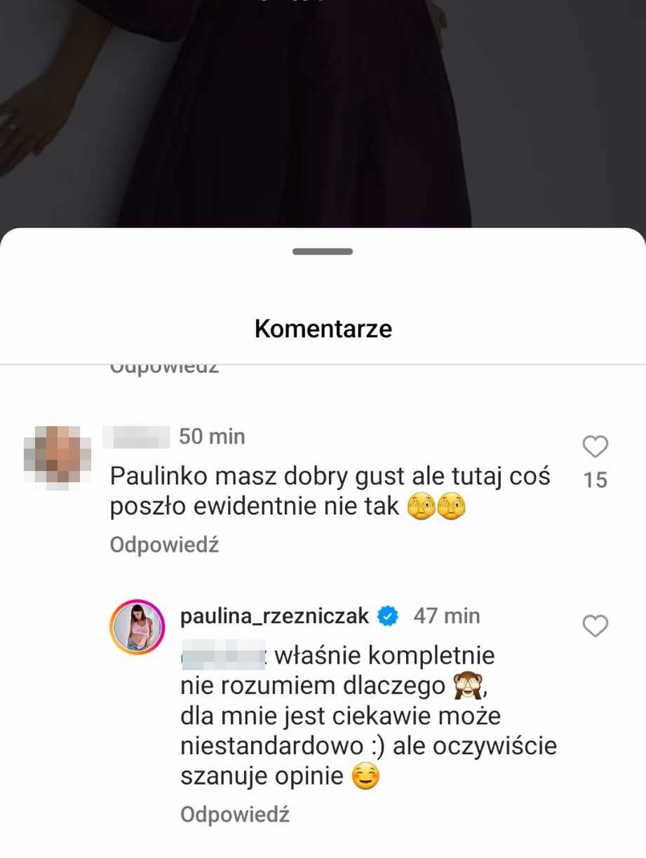 Komentarze pod nagraniem Pauliny Rzeźniczak