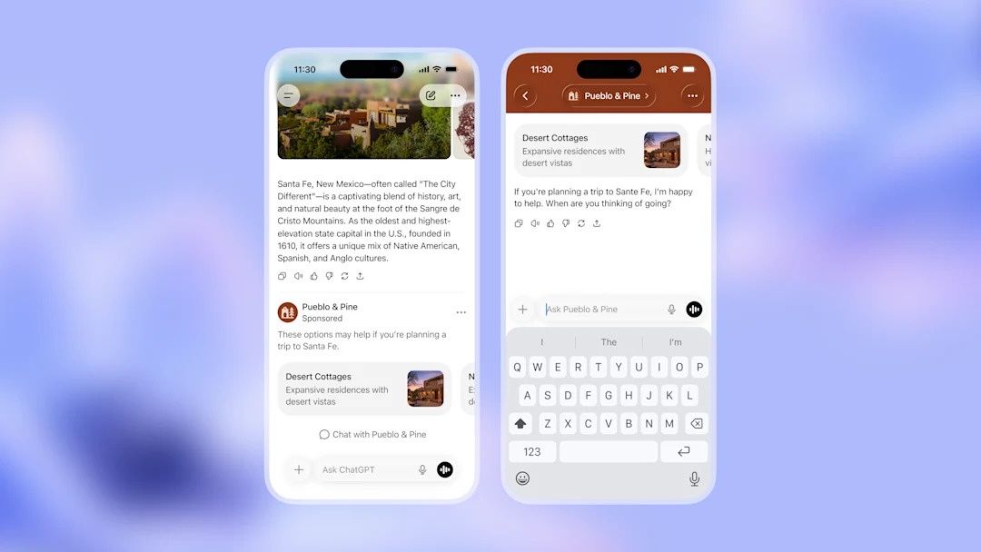 Przykładowe reklamy w ChatGPT