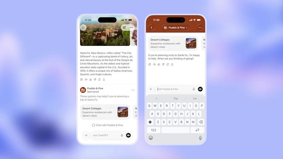 Przykładowe reklamy w ChatGPT