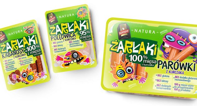 Żarłaki nową marką wędlin Konspolu dla dzieci zaprojektowaną przez Opus B