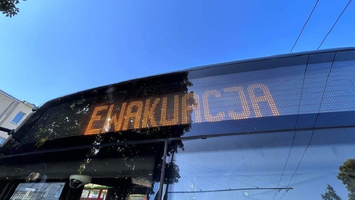 Wyświetlacz z napisem ewakuacja