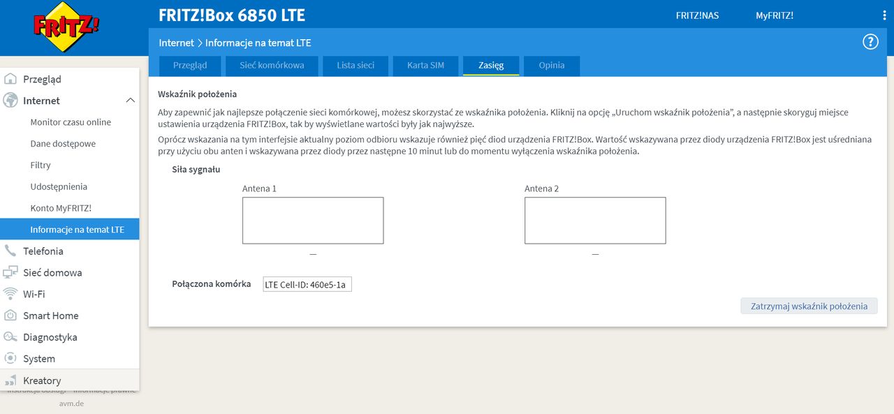 Router FRITZ!Box 6850 LTE - wskaźnik położenia