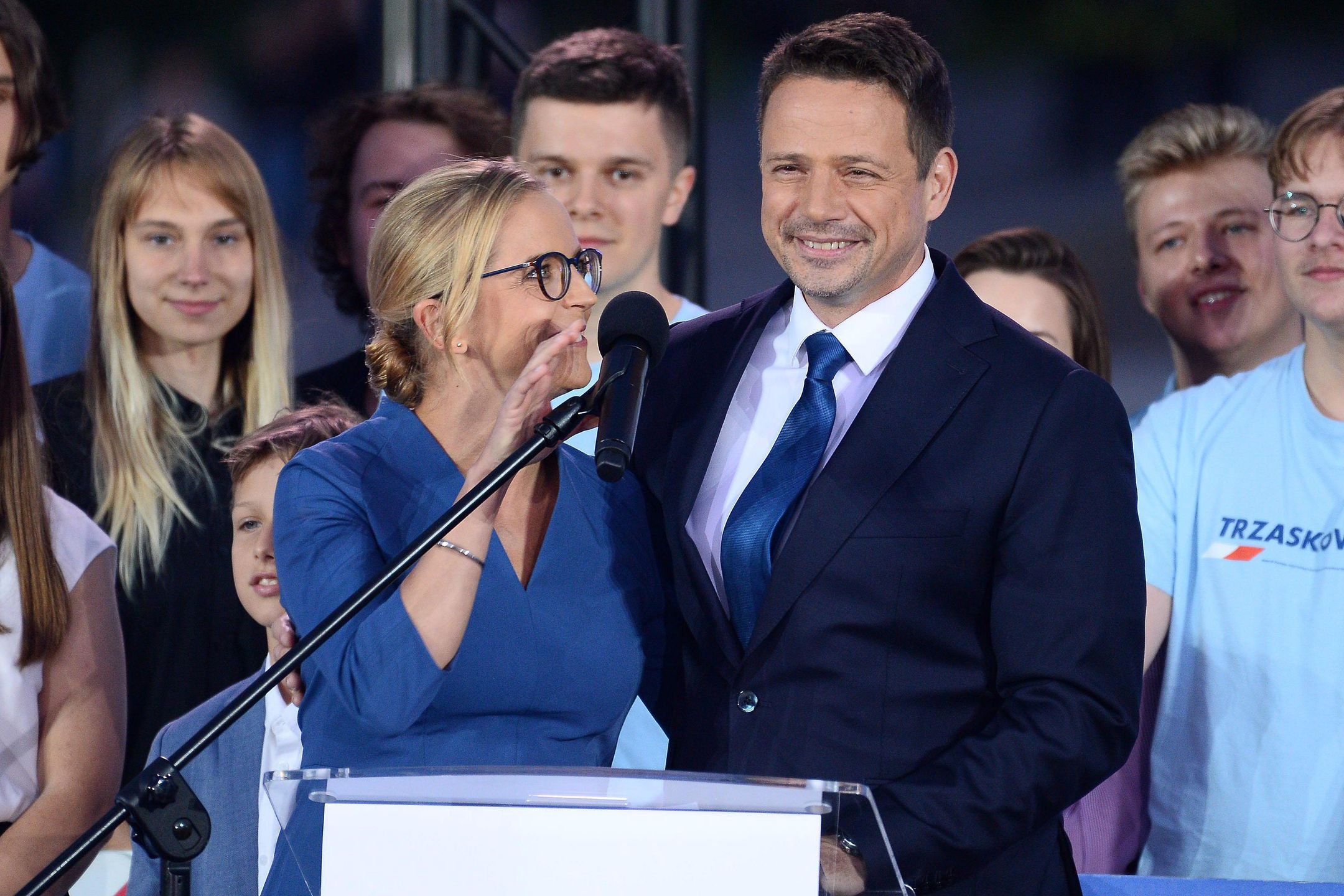 Rafał Trzaskowski z żoną Małgorzatą podczas wieczoru wyborczego