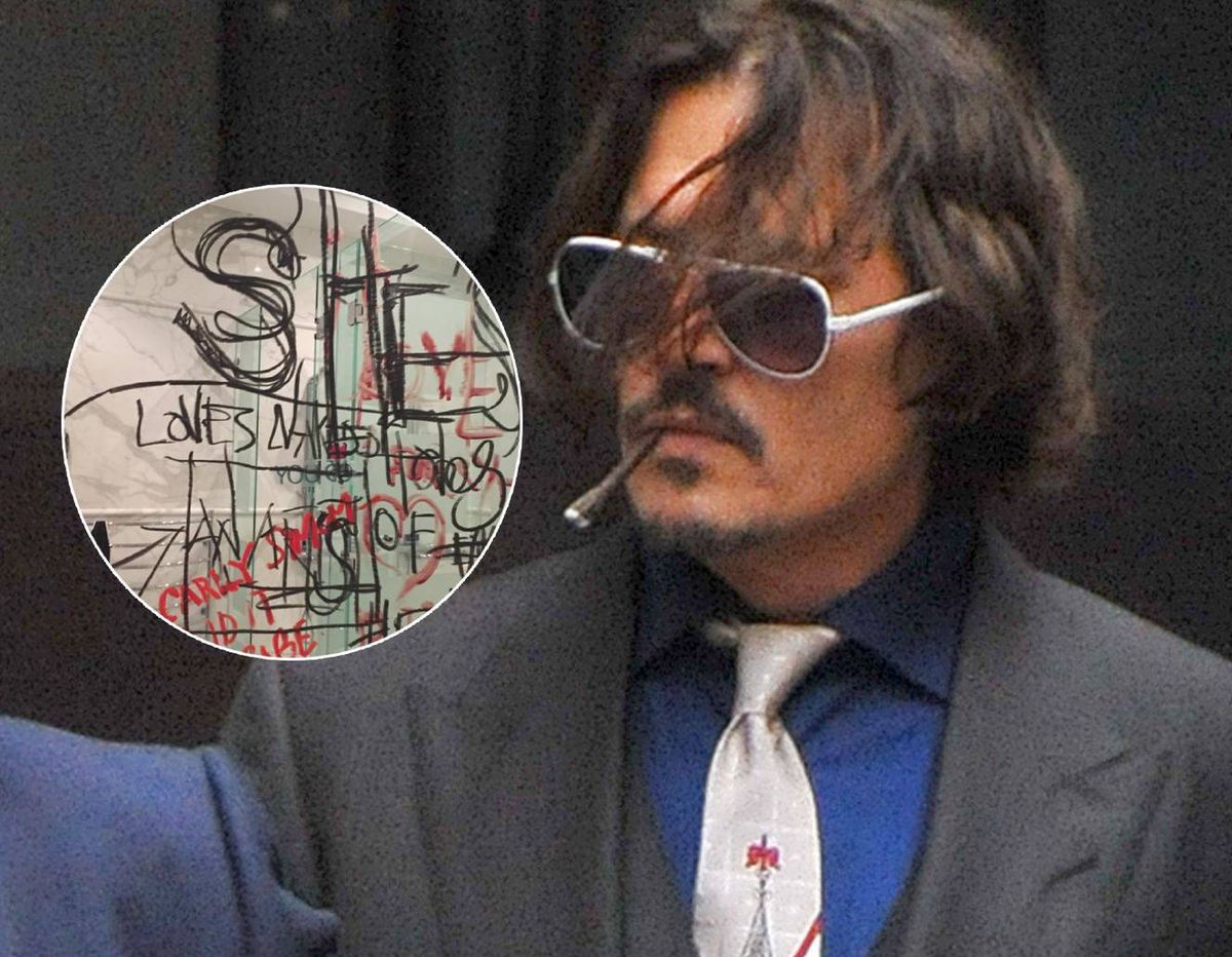Johnny Depp wychodzi z sądu paląc skręta