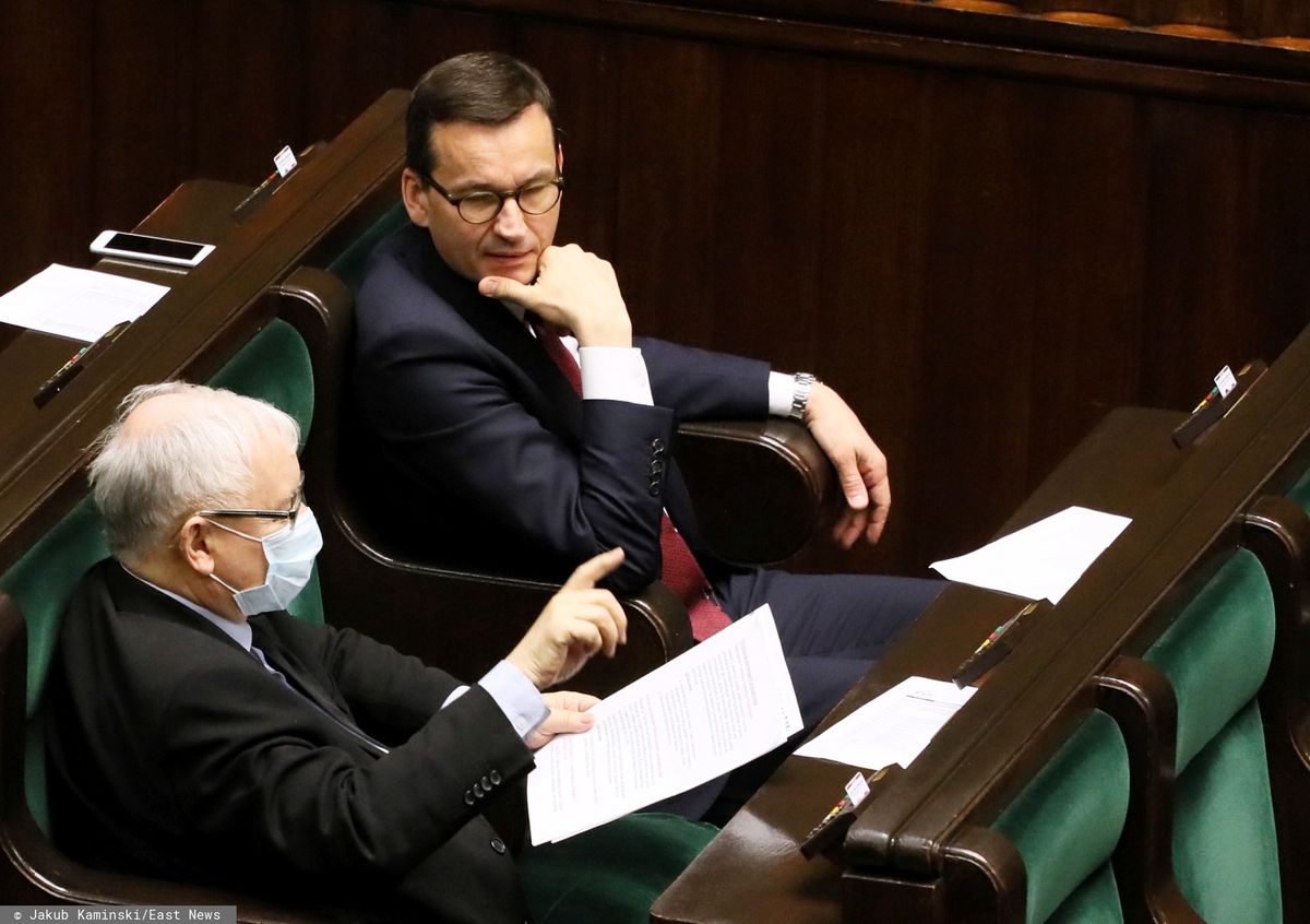 Jarosław Kaczyński i Mateusz Morawiecki w ławach sejmowych