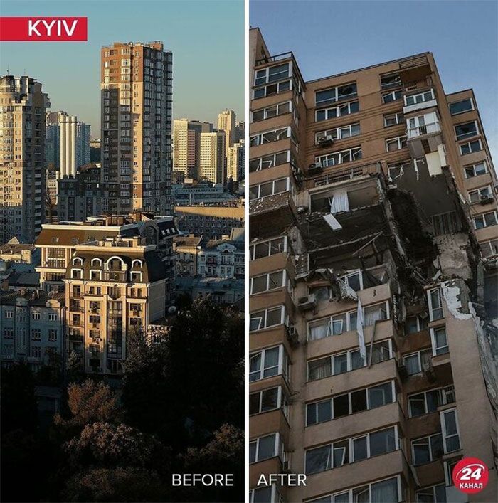 Wojna w Ukrainie: Zdjęcia miejsc przed i po rosyjskim ataku 8