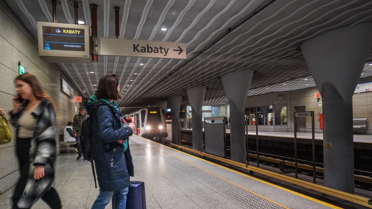 People are waiting for a train at the Warsaw Metro Mlociny station in Warsaw, Poland, on March 30, 2024. (Photo by Michal Fludra/NurPhoto via Getty Images)