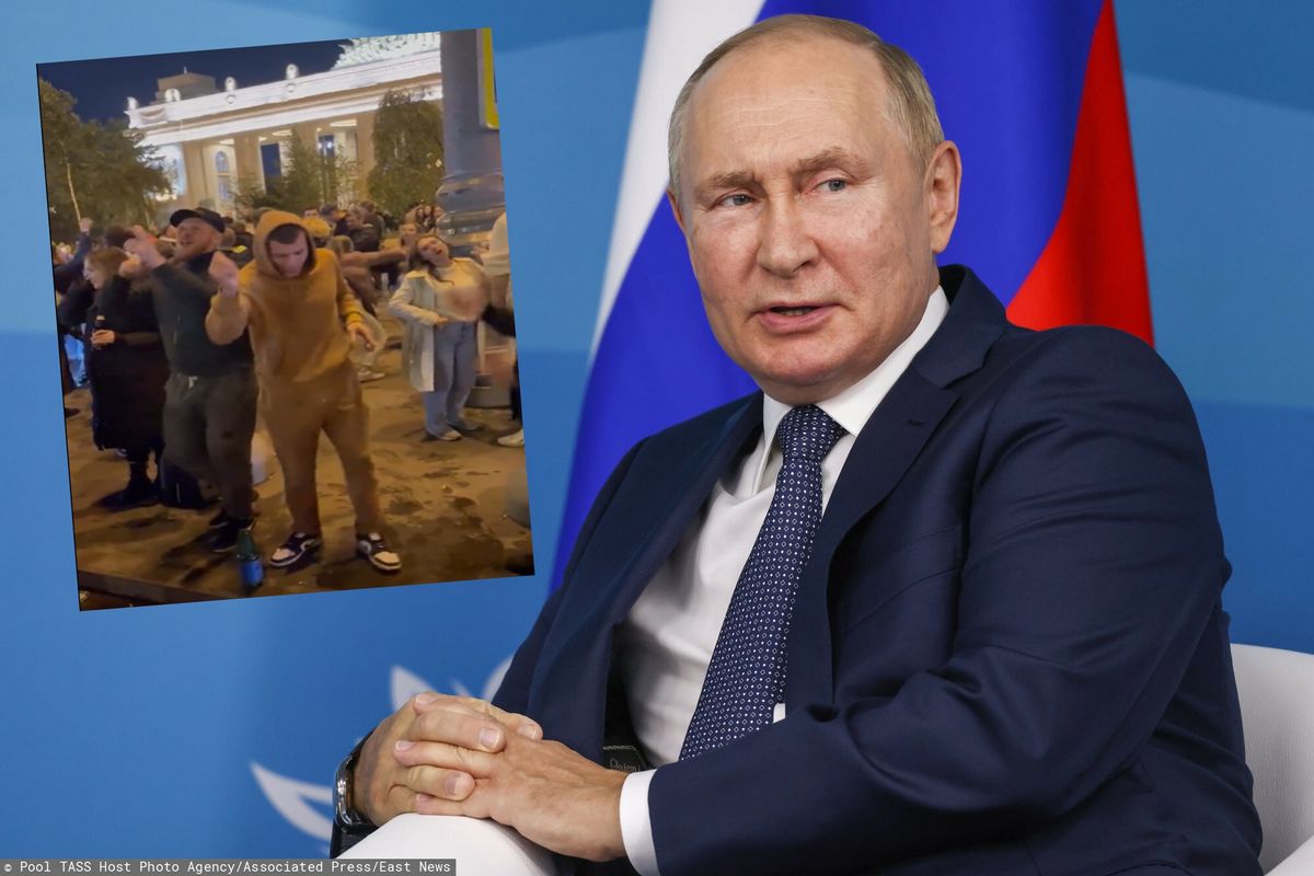 Na moskiewskich ulicach mieszkańcy tańczą, a na wojnie Rosjanie się wycofują (Pool TASS Host Photo Agency/Associated Press/East News)
