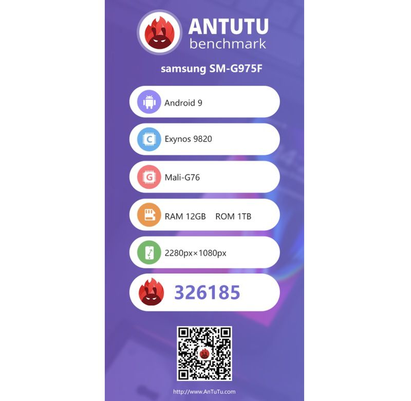 Samsung Galaxy S10+ z 12 GB RAM-u w bazie AnTuTu