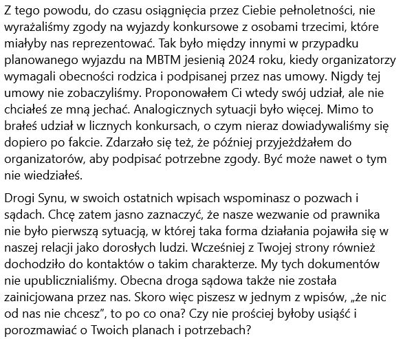 Oświadczenie rodziców Damiana z "Must Be The Music"