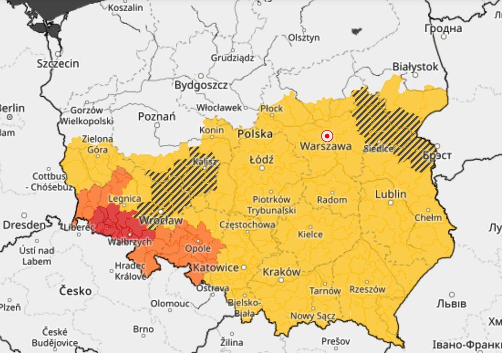 Ostrzeżenia wydane przez IMGW 15.09.2024