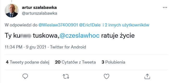 Artur Szałabawka na Twitterze