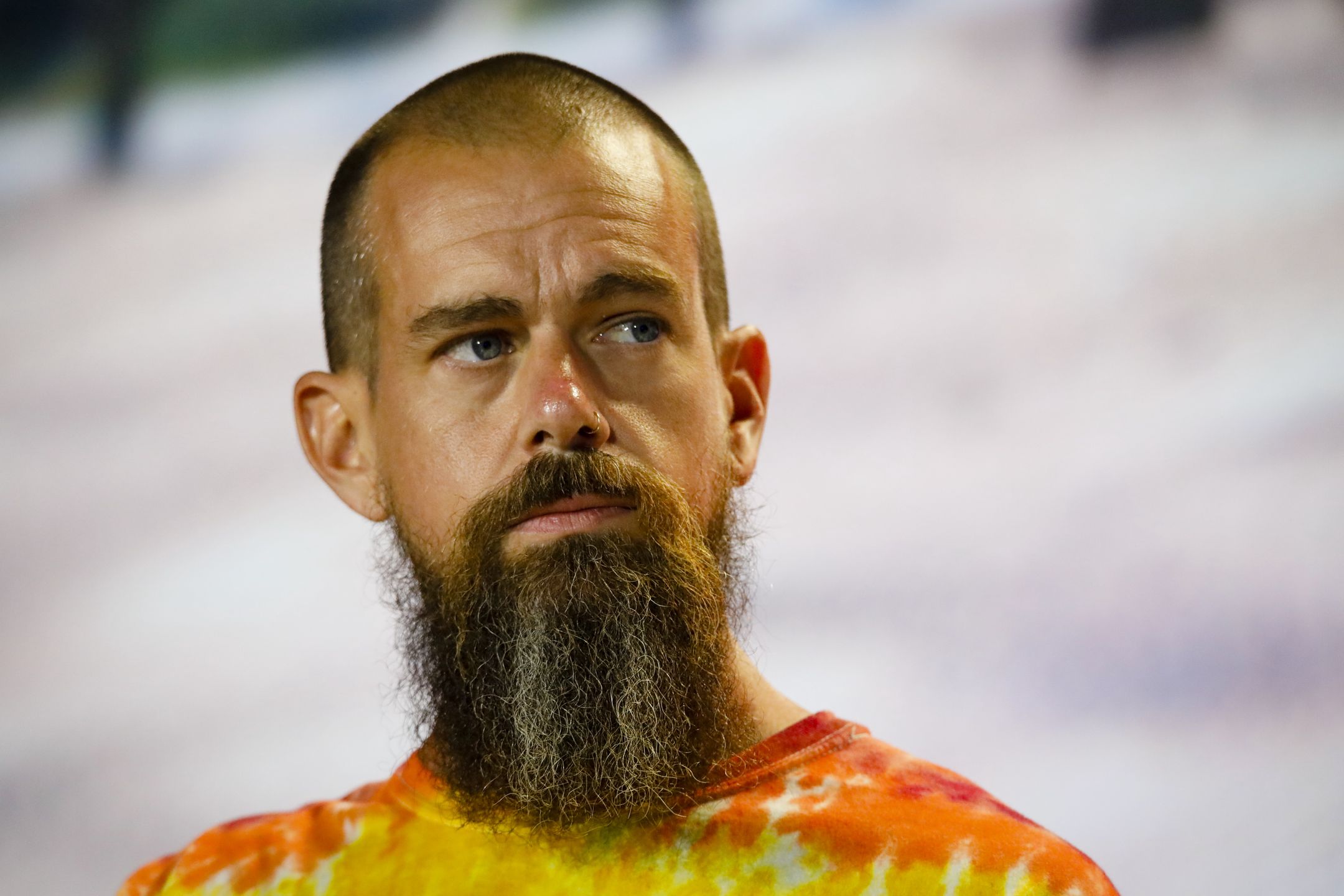 Jack Dorsey, co-founder and chief executive officer of Twitter Inc. and Square Inc., listens during the Bitcoin 2021 conference in Miami, Florida, U.S., on Friday, June 4, 2021. The biggest Bitcoin event in the world brings a sold-out crowd of 12,000 attendees and thousands more to Miami for a two-day conference. Photographer: Eva Marie Uzcategui/Bloomberg via Getty Images