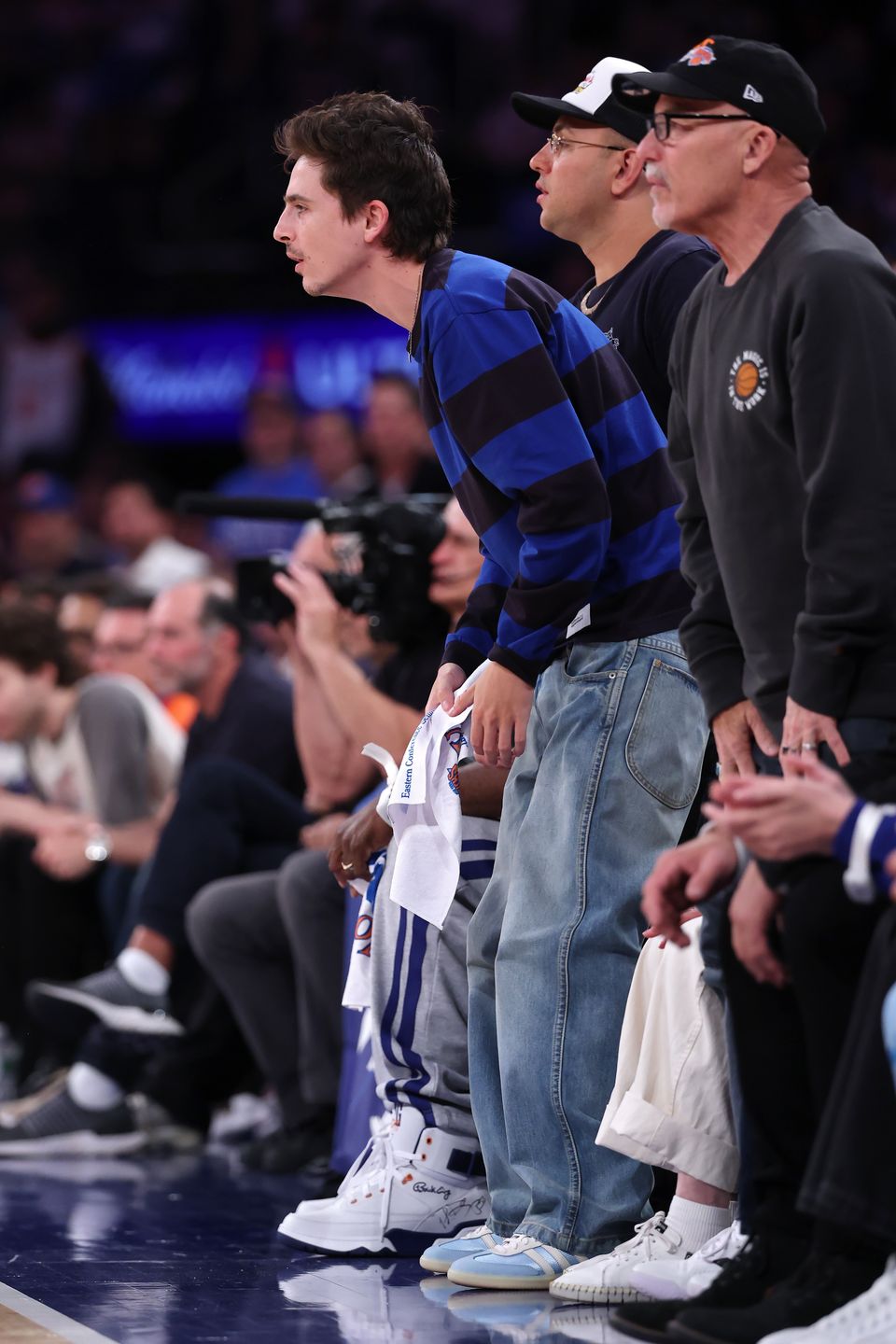 Timothee Chalamet na meczu koszykówki
