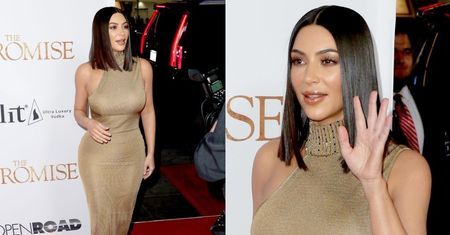 Biust i pupa Kim Kardashian w obcisłej sukience na czerwonym dywanie (ZDJĘCIA)