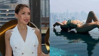 Odziana w bikini Caroline Derpienski wygina się na wieżowcu w Dubaju