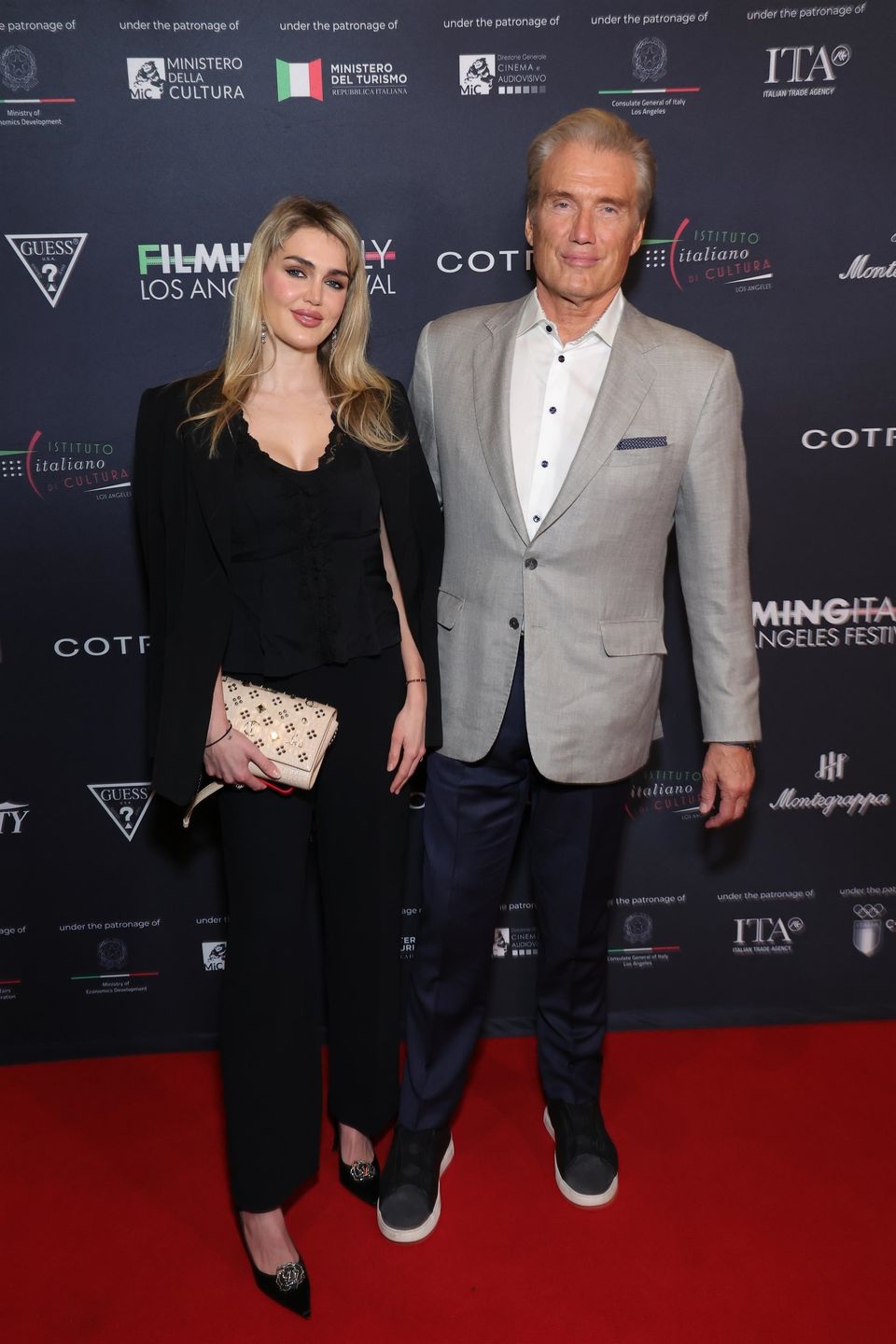 Filming Italy Los Angeles kicks off its 10th annual festival at the DGA Theater Complex
Los Angeles, CA  - The 10th Annual Filming Italy Los Angeles Festival opens at the DGA Theater Complex in Los Angeles.

BACKGRID USA 19 FEBRUARY 2025,Image: 966475147, License: Rights-managed, Restrictions: RIGHTS:, Model Release: no, Pictured: Emma Krokdal, Dolph Lundgren, Credit line: MediaPunch / BACKGRID / Backgrid USA / Forum
MediaPunch / BACKGRID / Backgrid USA / Forum
Filming Italy Los Angeles, DGA Theater Complex, Film Festival, Italian Cinema, Los Angeles, Hollywood, Red Carpet, Entertainment Industry