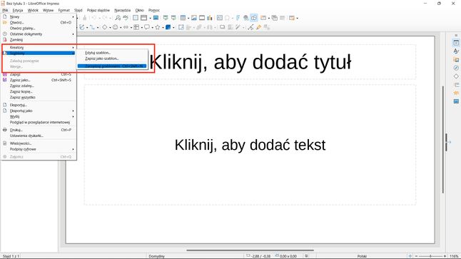 LibreOffice Impress: ZARZĄDZAJ