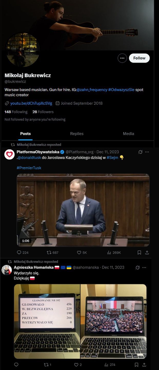 Profil Mikołaja Bukrewicza na portalu X