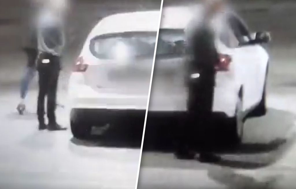 Będzin: Kierowca zachowywał się chaotycznie, jakby był po alkoholu. Zareagowali świadkowie na stacji benzynowej - WIDEO