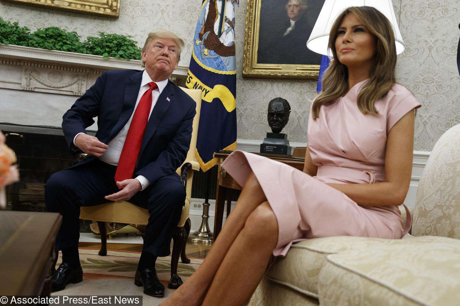 Melania Trump i Donald Trump na spotkaniu z królową Ranią i królem Abdullahem