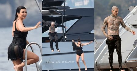 Świeżo poślubieni Kourtney Kardashian i Travis Barker skaczą do morza w ubraniach niczym nastolatki (ZDJĘCIA)