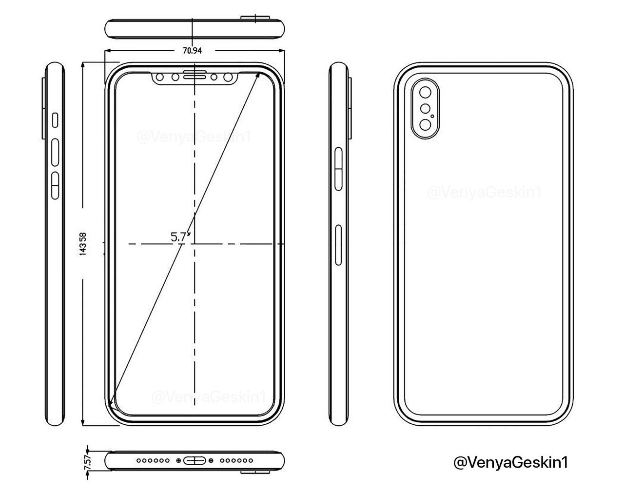 Domniemany schemat iPhone'a 8