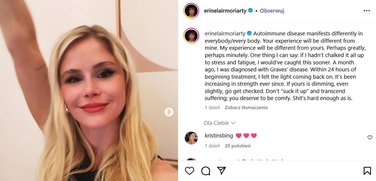 Erin Moriarty o chorobie