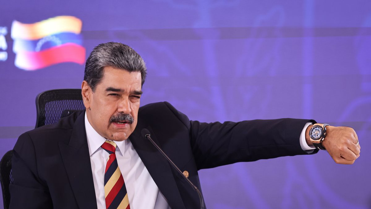 Nicolas Maduro Addresses The Media In Caracas
CARACAS, VENEZUELA - SEPTEMBER 01: President of Venezuela Nicolás Maduro shows off a watch given to him by the late Argentine soccer player Diego Armando Maradona during a press conference at Hotel Melia Caracas on September 01, 2025 in Caracas, Venezuela. Maduro stated that his government is targeted by 8 military ships and 1,200 misiles; what he called the largest threat on Venezuela in the last 100 years. (Photo by Jesus Vargas/Getty Images)
Jesus Vargas