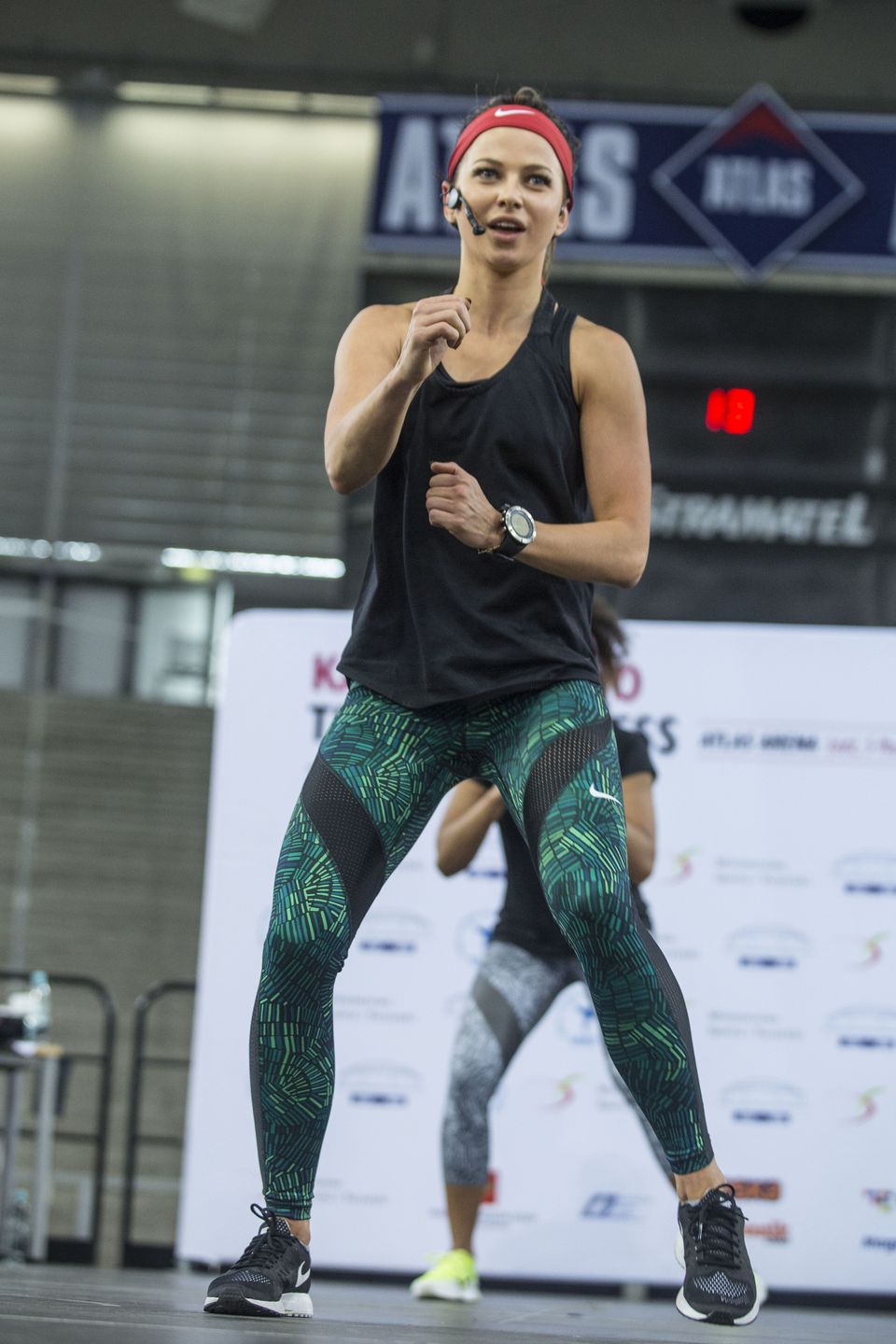 TRENING Z ANNA LEWANDOWSKALodz. 05.03.2016. Atlas Arena, Karate Cardio Trening Fitness prowadzony przez Anne Lewandowska. n/z Anna Lewandowska.,Image: 429083765, License: Rights-managed, Restrictions: , Model Release: no, Credit line: Marian Zubrzycki / ForumMarian Zubrzycki / Forumanna, lewandowska, robert, lewandowski, trening, celebryta, zona, fitness, karate