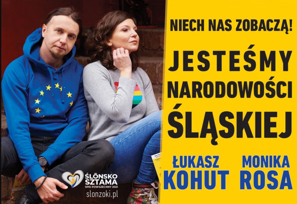 Plakat z kampanii "Niech nas zobaczą – Jesteśmy narodowości Śląskiej"