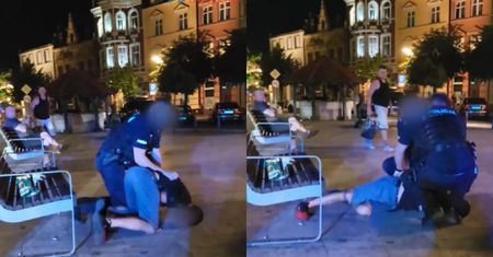 Policjanci nagrani. Wideo z rynku w Brodnicy niesie się w sieci