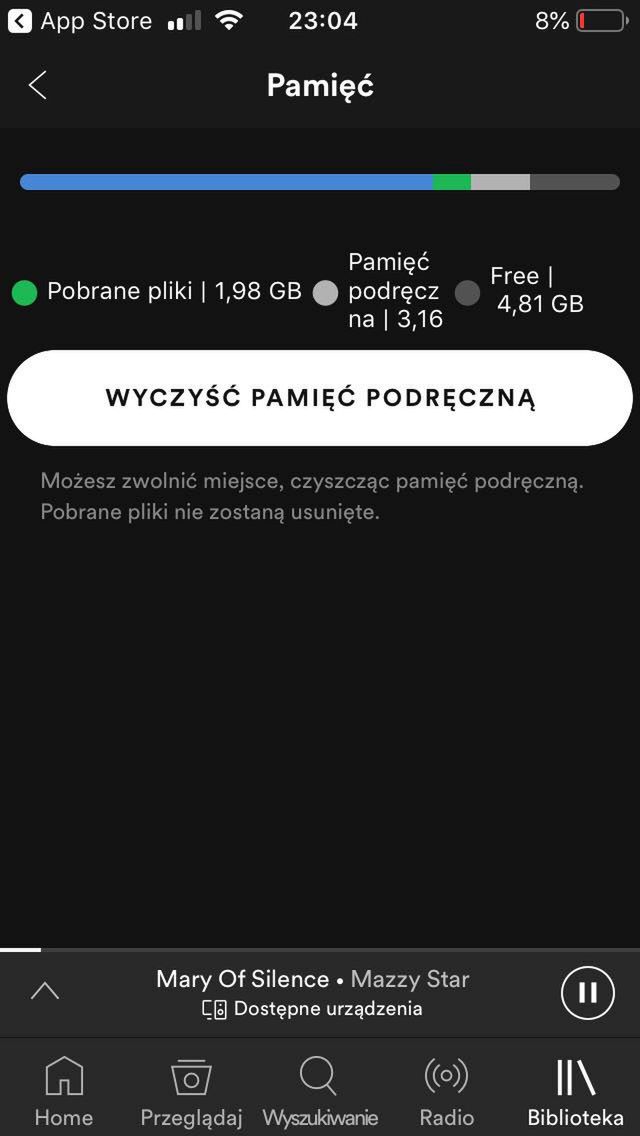 Czyścić pamięć podręczną można już bez pozbywania się pobranych utworów.