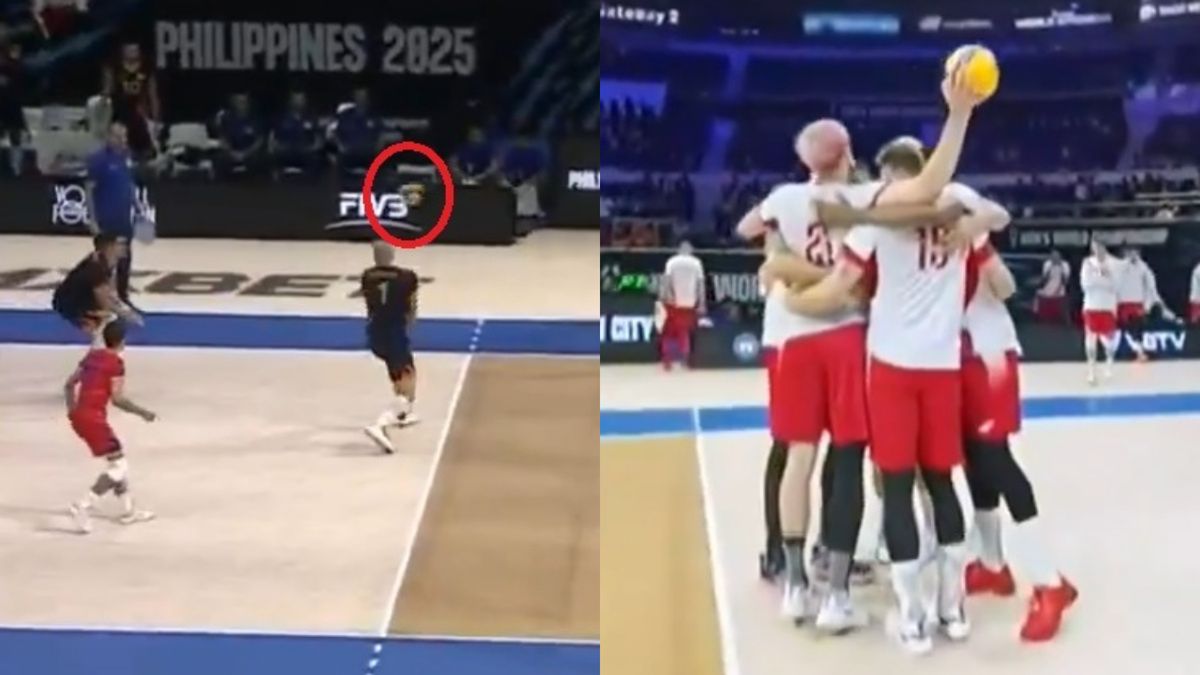 Twitter / polsatsport / Na zdjęciu: zagrywka przyniosła Polakom zwycięstwo w pierwszym secie