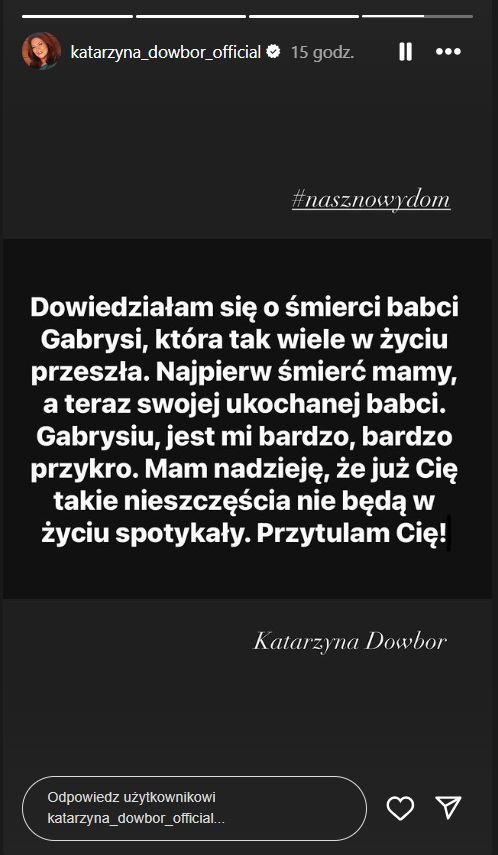Katarzyna Dowbor w poruszających słowach pożegnała uczestniczkę programu