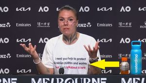 Patrzyli na twarz Ukrainki, ale ważniejszy był napis na koszulce