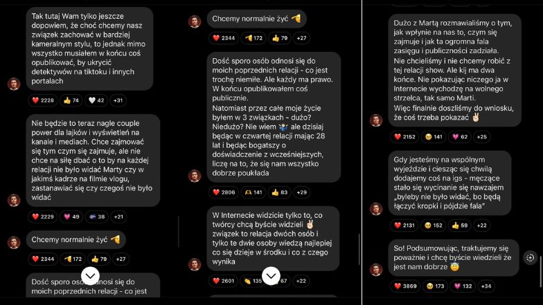 ReZigiusz tłumaczy upublicznienie związku i odpowiada na przytyki