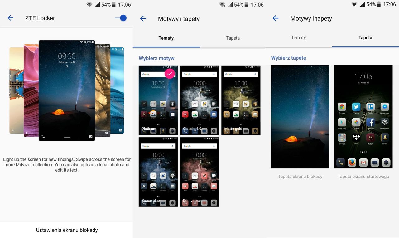 ZTE Axon 7 - oprogramowanie MiFavor: ZTE Locker i tapeta