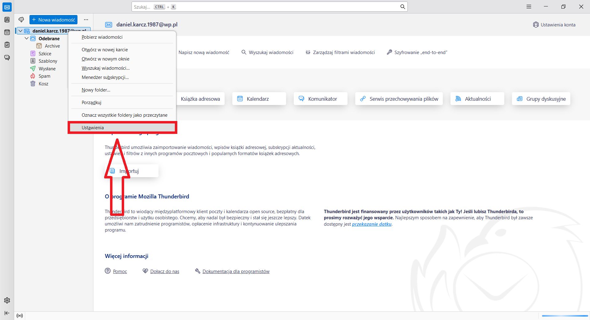 Jak dodać w Thunderbirdzie stopkę do wiadomości e-mail?