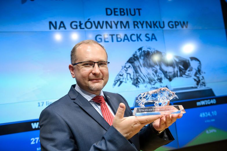 Konrad Kąkolewski podczas debiutu GetBack na GPW